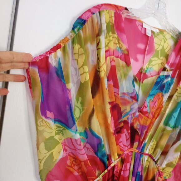 London Times Sheer Boho Floral Maxi Coverup - Picture 5 of 7